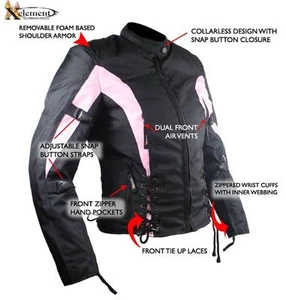 NEW Black Pink Vented and  Armored Textile Motorcycle Jacket 4XL,or 5XL CLOSEOUT - Picture 1 of 4