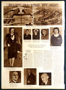 1938 Sunday Newspaper Rotogravure Page - Biggest Peacetime Nazi Germany Spy Hunt - Picture 1 of 1