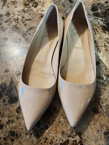 Louboutin Womans Nude Flats-Size 40-Worn Once - Picture 1 of 3