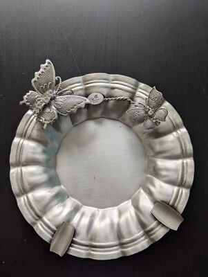 Antiguo plato de plata de ley 925 con tachuelas de diamantes mariposa B 925 raro Foto 1 de 4