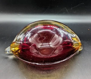 Vintage Mid- Century Murano Art Glass Ruby Red Amberina 9.75" Candy Dish Italy - Picture 1 of 10