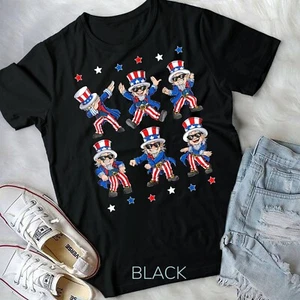 Dancing Dabbing Uncle Sam 4th of July Boys Girls Kids Dance Unisex T-shirt - Picture 1 of 11