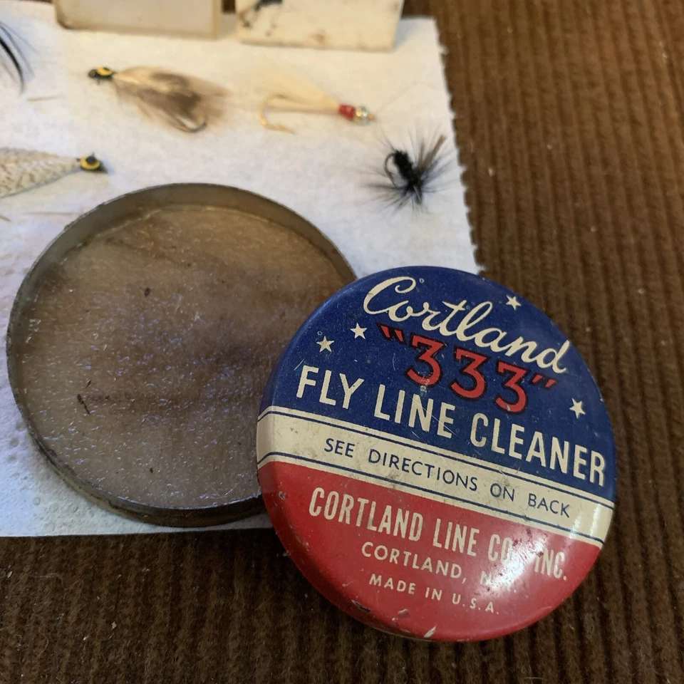 Lote de señuelos de pesca con mosca antiguos y nuevos vintage, línea, limpiador Foto 1 de 4