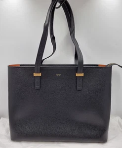 Oroton Anika 15" Day Bag Black Genuine Leather Shoulder Laptop Bag Purse - Picture 1 of 11