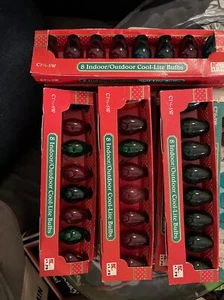 C7 1/2 5W CHRISTMAS COOL-LITE REPLACEMENT COLORED BULBS 8 SETS OF 8~NOS/KMART - Picture 1 of 3