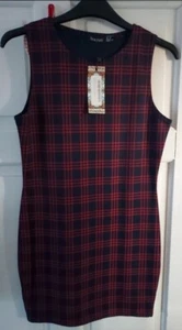 Boohoo Petite Check Shift Dress Uk 12 Tartan - Picture 1 of 6