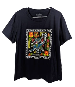 Colores Del Caribe Ecological Pura Vida Costa Rico Large Navy Blue Tee - Picture 1 of 5