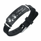 Men's Black Bangle Wide Bracelets Silicone Wristband Gift for Hero Dad Husband