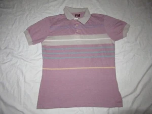 vintage 70s 80S JANTZEN SPORT COLLAR MULTI COLOR STRIPED POLO SURFING SHIRT L - Picture 1 of 8