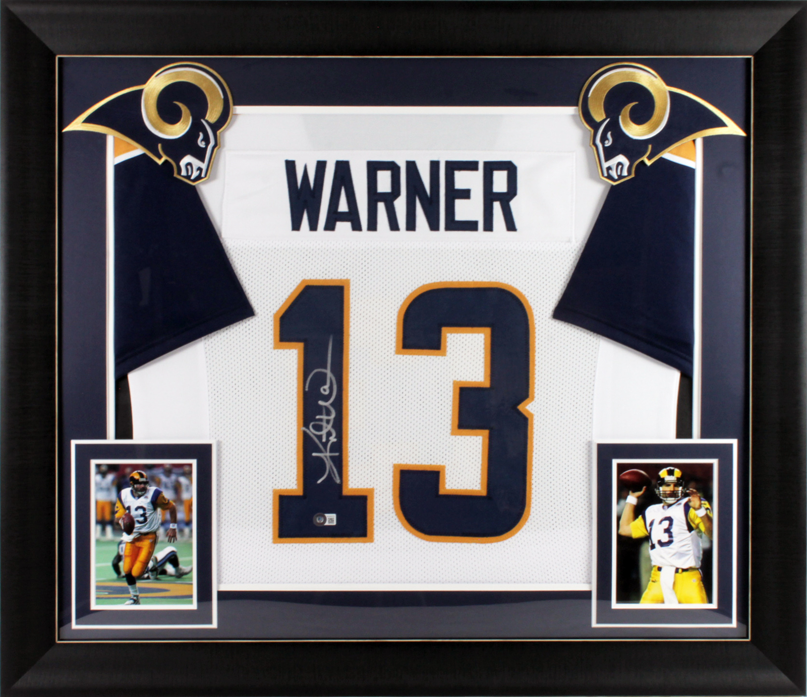 Kurt Warner Autographed Signed Authentic White Pro Style Framed Jersey Beckett Witnessed 