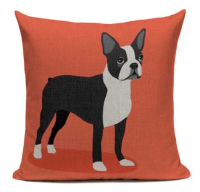 Boston Terrier B4 Cojín Almohada Cremallera Funda Dibujos Animados Mascota Bulldog Francés Naranja Foto 1 de 4