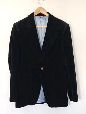 Blazer Gucci Negro Terciopelo 50 Grande Cena Esmoquin Chaqueta Solapa 26033 Foto 1 de 4
