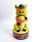 VTG MID-CENTURY 1960S HOLIDAY FAIR CHALKWARE CERAMIC COLORFUL CIRCUS DONKEY BANK