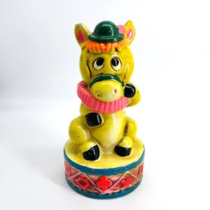 VINTAGE METÀ SECOLO '60 FIERA VACANZE GESSO CERAMICA CIRCO COLORATA BANCA ASINO - Foto 1 di 12