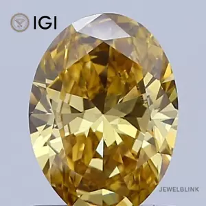 IGI Certified 1.03 CT Fancy Intense Brownish Yellow Oval CVD Lab Grown Diamond - Picture 1 of 17