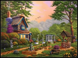 Counted Cross Stitch Kits Needlework Crafts Embroidery DIY-Backyard Garden - Picture 1 of 6