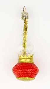 Christmas Ornament Glass Czech Republic Czechoslovakia Kerosene Lamp Lantern Oil - Picture 1 of 3