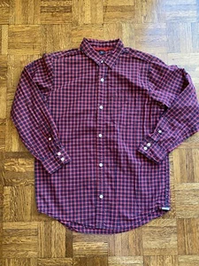 Gap Kids Boys Long Sleeve Dress Shirt Sz XL (12) Button Up Red Plaid Valentines  - Picture 1 of 12
