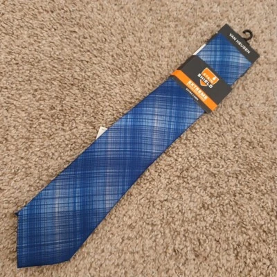 Corbata Van Heusen Azul Cuadros Extra Larga Protector Manchas Poliéster Nueva Foto 1 de 4