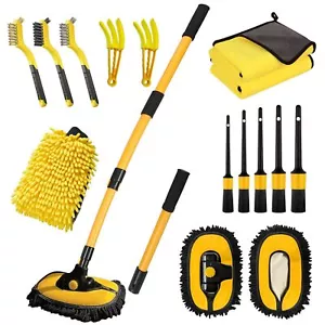 Car Wash Brush With Long Handle 55 Inch Car Wash Mop Car Wash Kit Mitt Retractab - Picture 1 of 6