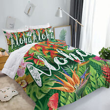 3Piece Reversible Comforter Set Full King Tropical Plants Ultra Soft Bedding Set