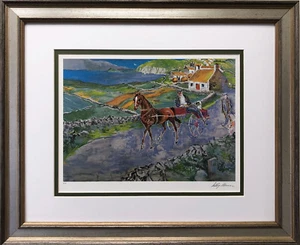 LeRoy Neiman "Irish Landscape" CUSTOM FRAMED ART Celtic Ireland Great Britain - Picture 1 of 3