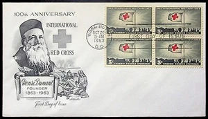 1963 First Day of Issue 5¢ INTERNATIONAL RED CROSS Postmark - Picture 1 of 2
