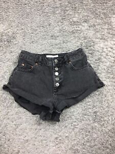 Top Shop High Rise Jean Denim Shorts Womens Size 2 Black / Dark Gray Shortie