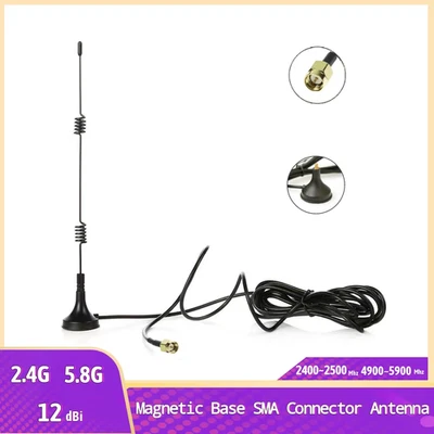Antenna Esterna Con Base Magnetica 12Dbi Con Spina Maschio SMA per Antenna Modem - Immagine 1 di 4