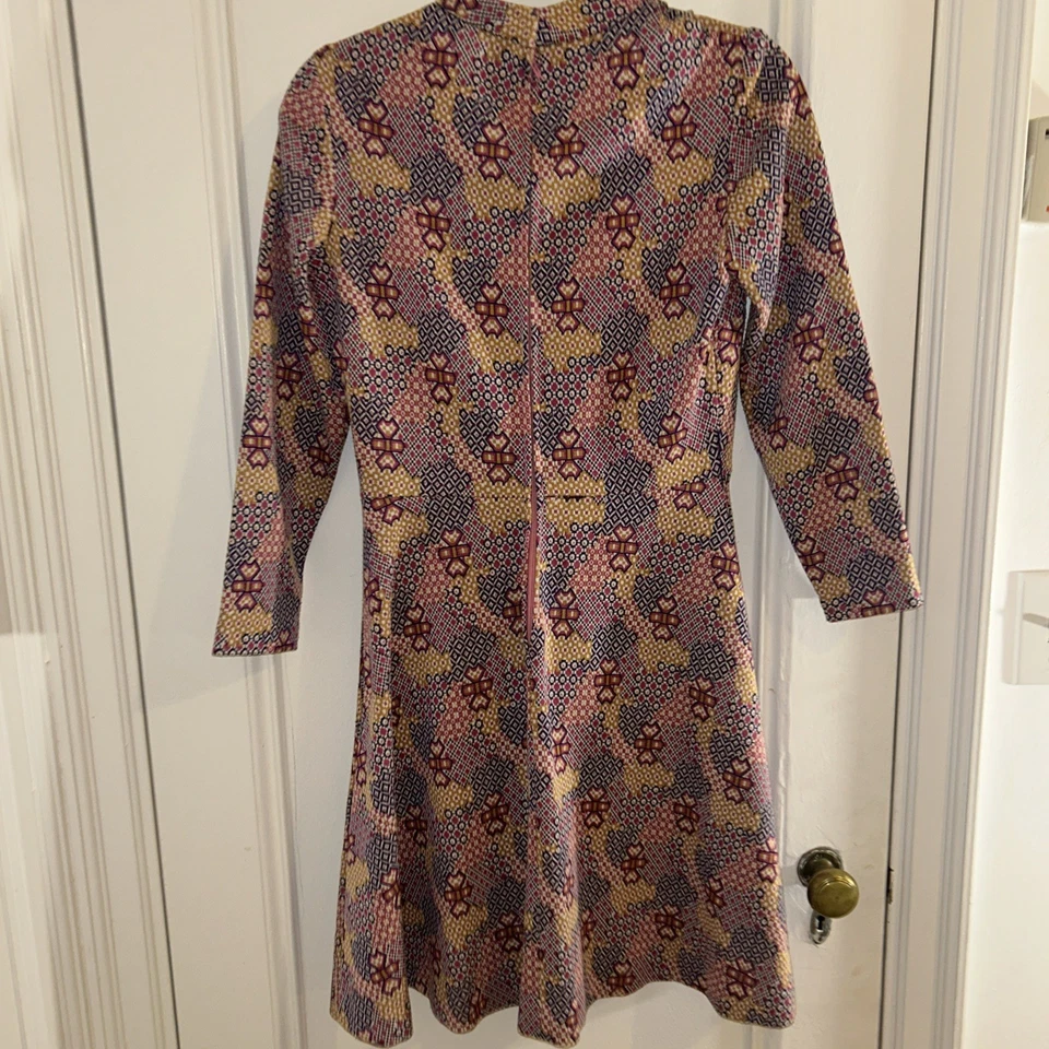 VINTAGE Mod Años 60 Mujeres Geométrico Femenino Retro Cremallera Línea A Talla S Kay Windsor Foto 1 de 4