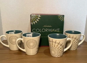 NORITAKE Colorwave Collection 5102 SPRUCE 12 oz Holiday Mugs - Set 4 w/Box NEW - Picture 1 of 18