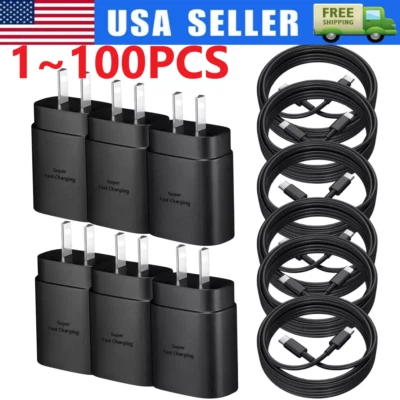 Cargador de pared rápido USB-C tipo 25 W + cable de 6 pies para Samsung Galaxy S20 S21 5G lote EE. UU. Foto 1 de 4