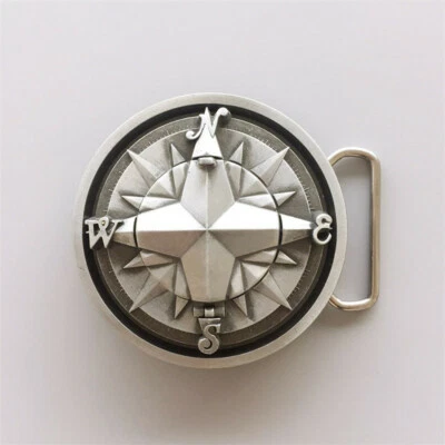 Antigua hebilla de cinturón de brújula chapada en plata también en stock en Estados Unidos Foto 1 de 4