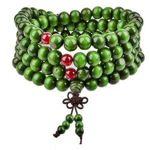 1PC Sandalwood 108 8mm Buddhist Prayer Wood Bead Mala Necklace Bracelet Jewelry - Picture 1 of 5