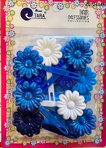 Large 3 cm Daisy Shaped Hair Barrettes/Snaps/Clips in 5 shades of blue and white - Picture 1 of 1