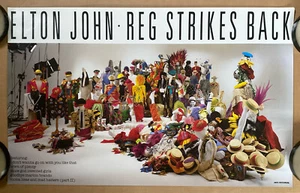 Póster pin-up vintage de Elton John Reg Strikes Back 1988 música retro promoción MCA - Imagen 1 de 9