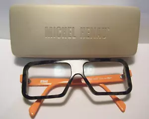 Rare Older Michel Henau Ako Green Camo Print Orange Eye Glasses Belgium France - Picture 1 of 10