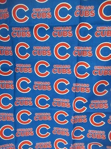 Chicago Cubs MLB Baseball Fabric Traditions 2015 on Blue 32"W x 60"W NEW - Picture 1 of 7