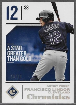 2018 Panini Chronicles Francisco Lindor #55 CL. Guardians Artist's Proof 10/10 - Image 1 of 4