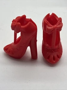 Monster high Or Barbie?? doll shoes red stileto heel vented toe bow shoes - Picture 1 of 8