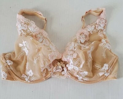 Sujetador Lencería Felina Beige Blanco Flora 34D Con Aros Transparente Sin Acolchado Nordstrom B32 Foto 1 de 4