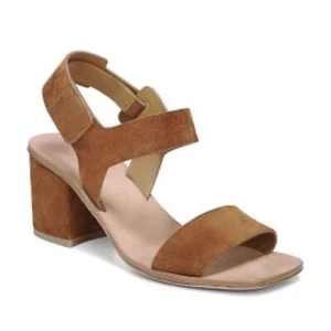 Via Spiga Women's Kamille Suede Block Heel Ankle Strap Sandals 7.5 Tan Quiet Lux - Picture 1 of 7