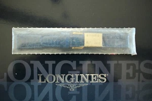 LONGINES 19MM R. BLUE CROCODILE LEATHER WATCH BAND WATCHBAND STRAP & GOLD BUCKLE - Picture 1 of 6