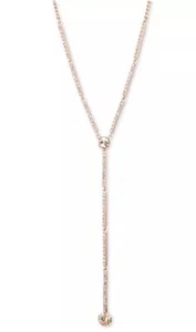 2024 GIVENCHY Crystal Lariat Drop Necklace Rose Gold & Cameo Pink Msrp.$68 (NWT) - Picture 1 of 11