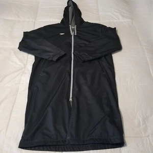 Speedo Fleece Lined Swim Parka Black Jacket Unisex Adult Medium Hooded Full Zip - Picture 1 of 13