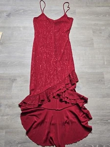 Girls Only Women's Red Sparkle Spaghetti Strap Mermaid Dress Size Medium - Picture 1 of 9