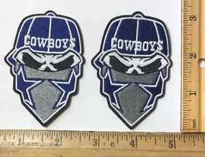 Menge 2 Dallas Cowboys Logo Bügelbild Patches NFL Football Masked Skull - Bild 1 von 2