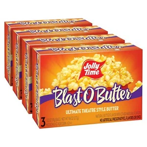 Jolly Time Blast O Butter Popcorn Pack of 12 Microwave Bags Gourmet Snack - Picture 1 of 9