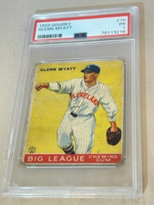 1933 GOUDEY #10 GLENN MYATT PSA PR 1 BASEBALL CARD.