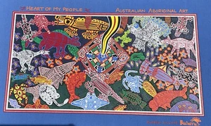 Australian Aboriginal Art Heart of My People on Fabric Bulurru Andrew Williams - Picture 1 of 12